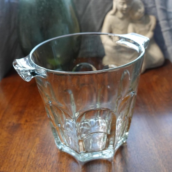 Vintage crystal glass ice‎ bucket with handles